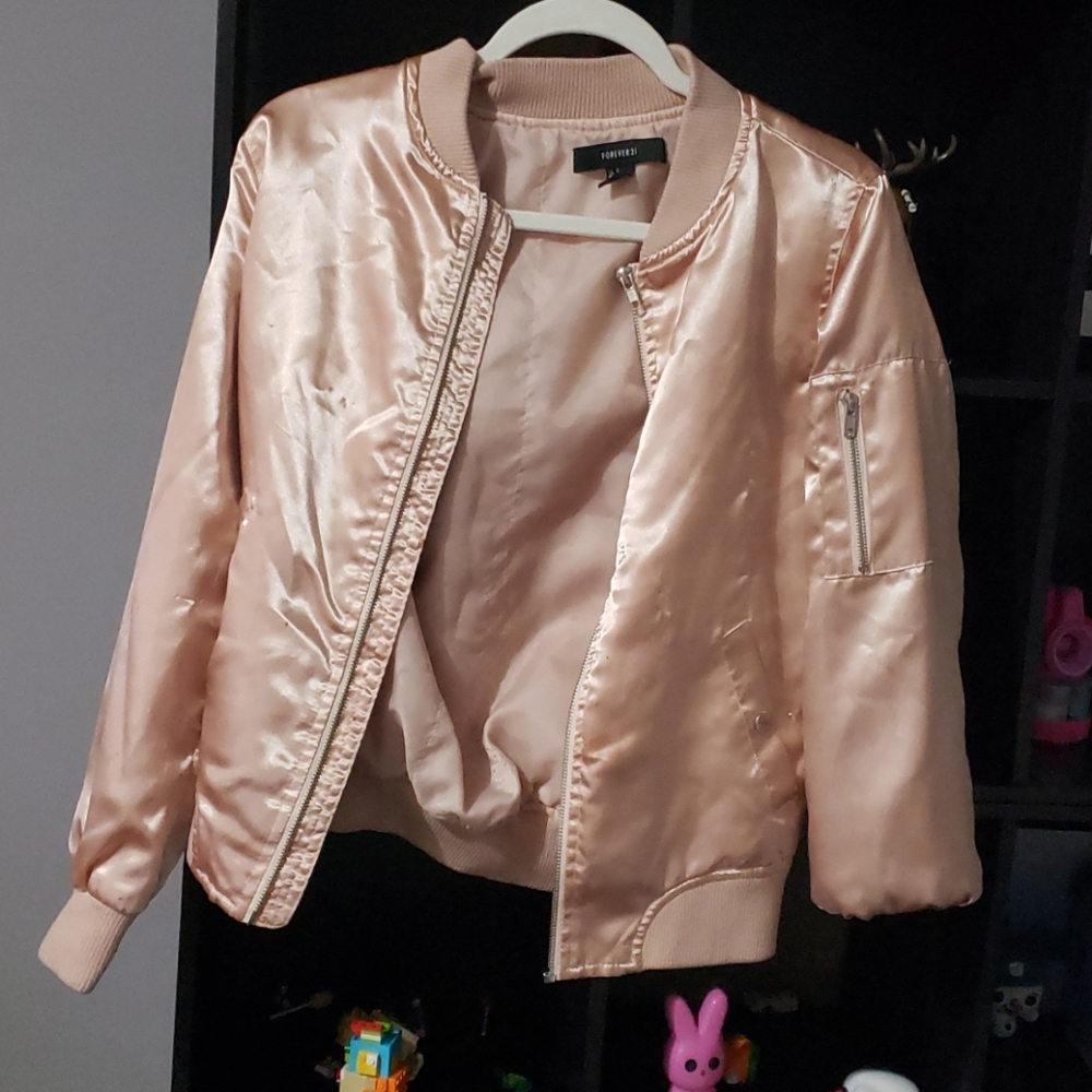 Forever 21 rose gold bomber jacket